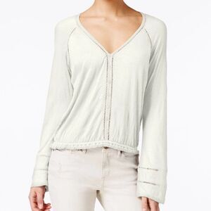 American Rag Bell-Sleeve Crochet-Trim Peasant Cream Women's S Minimalist